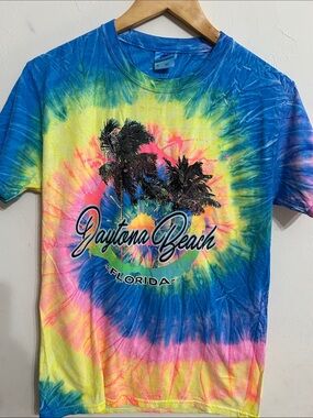 Daytona Beach Tie-Dye Palm Tree T-Shirt - Multicolor Women S